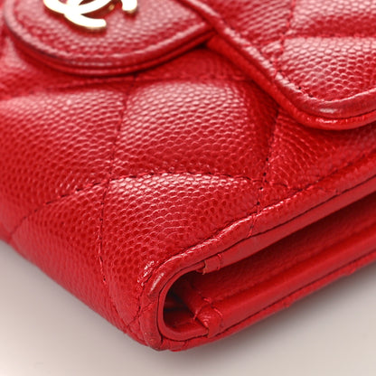 Chanel Caviar Quilted Compact Flap Wallet Red 9 of 11
