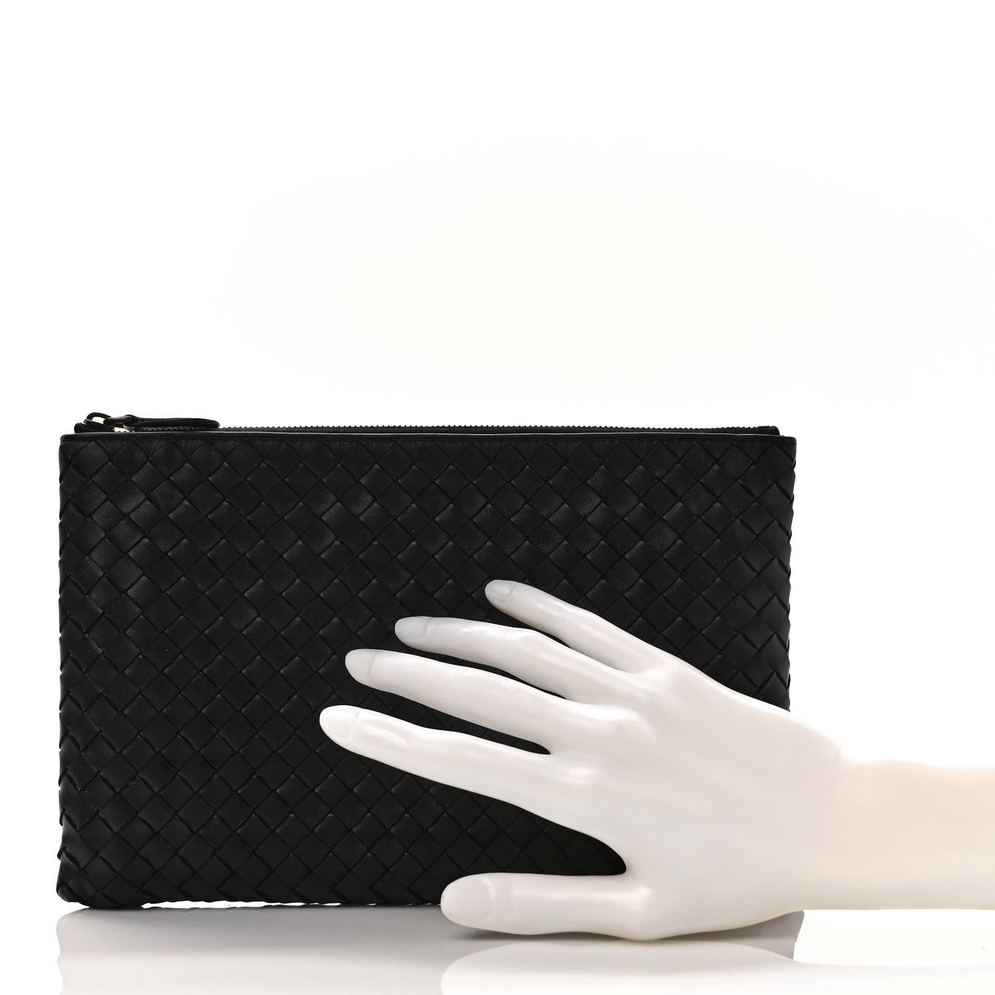 Nappa Intrecciato Zip Pouch Black