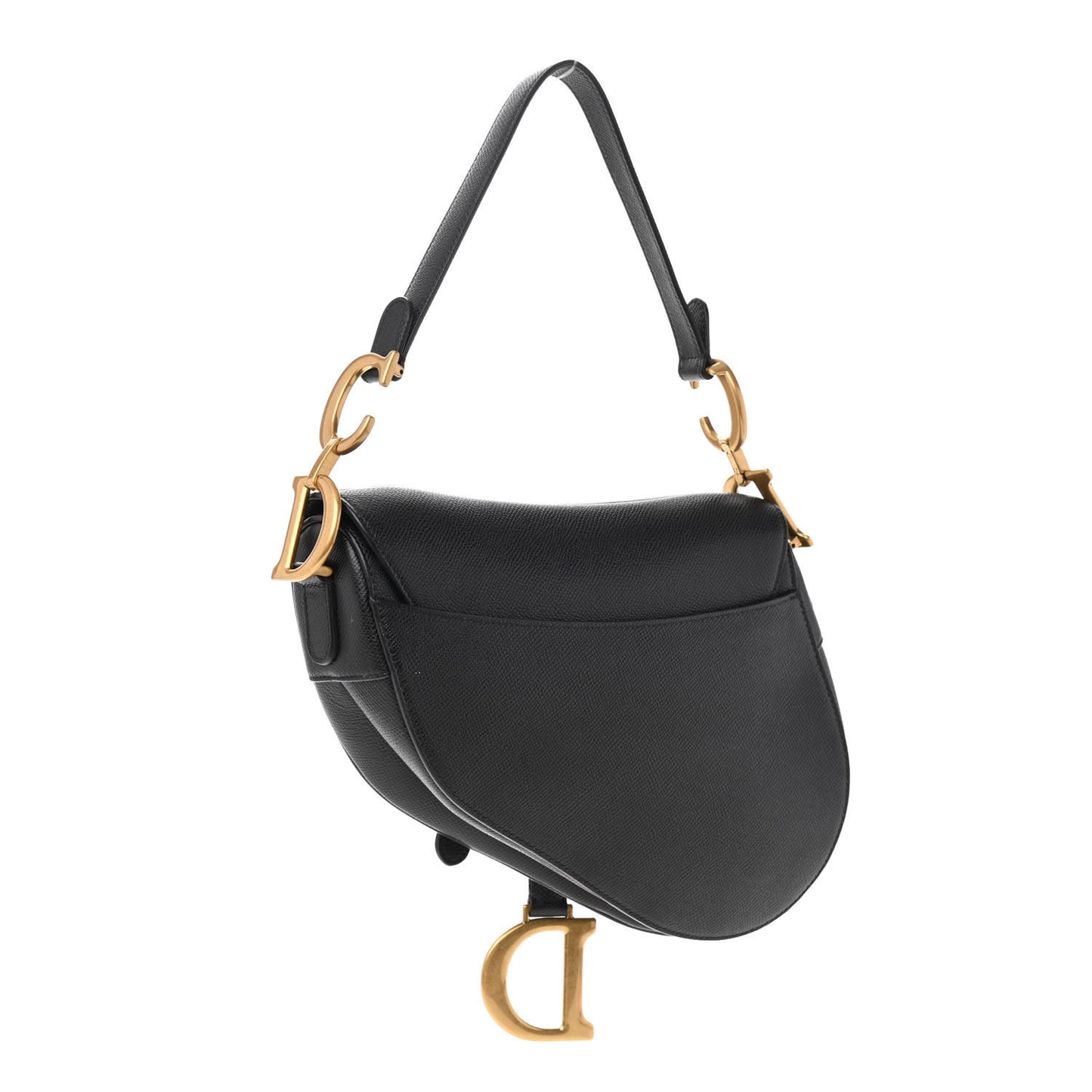 Grained Calfskin Saddle Bag Black