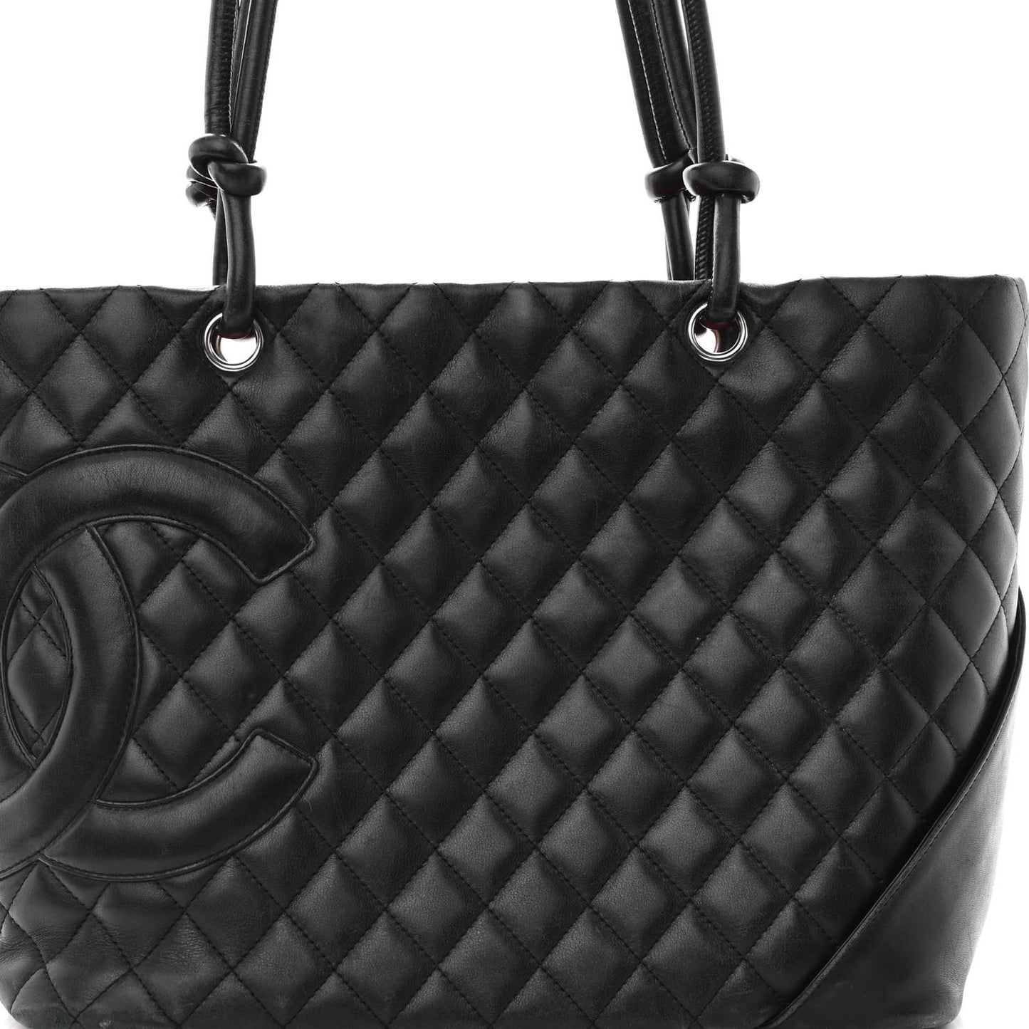 Calfskin Quilted Large Cambon Tote Black