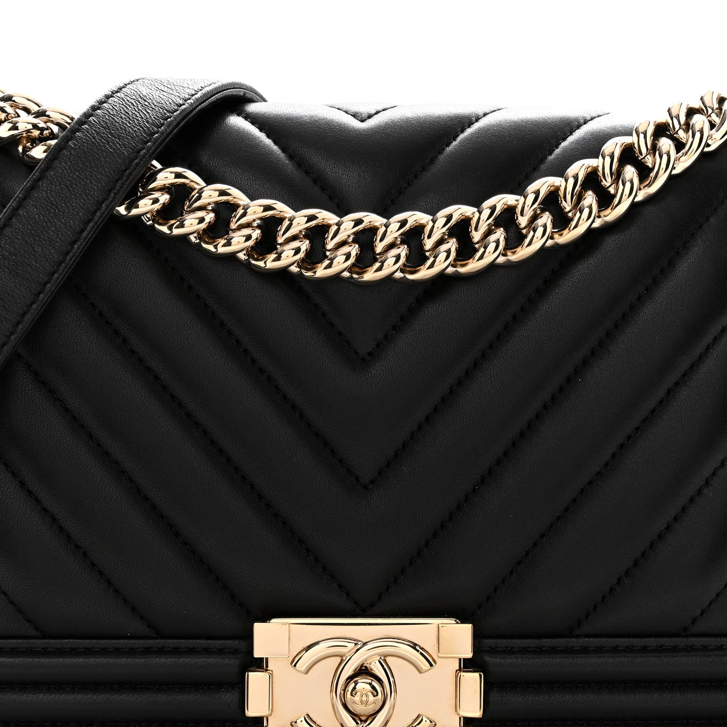Chanel Calfskin Chevron Quilted Medium Boy Flap Black 8 of 11