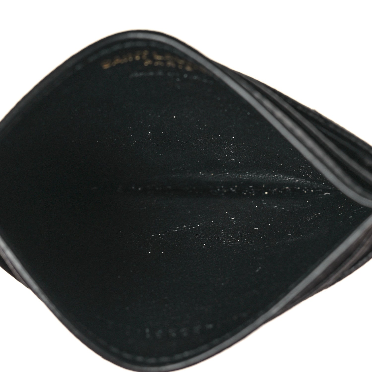 Saint Laurent Grain De Poudre Matelasse Chevron Monogram Credit Card Case Black 5 of 9