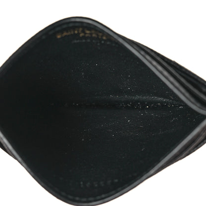 Saint Laurent Grain De Poudre Matelasse Chevron Monogram Credit Card Case Black 5 of 9