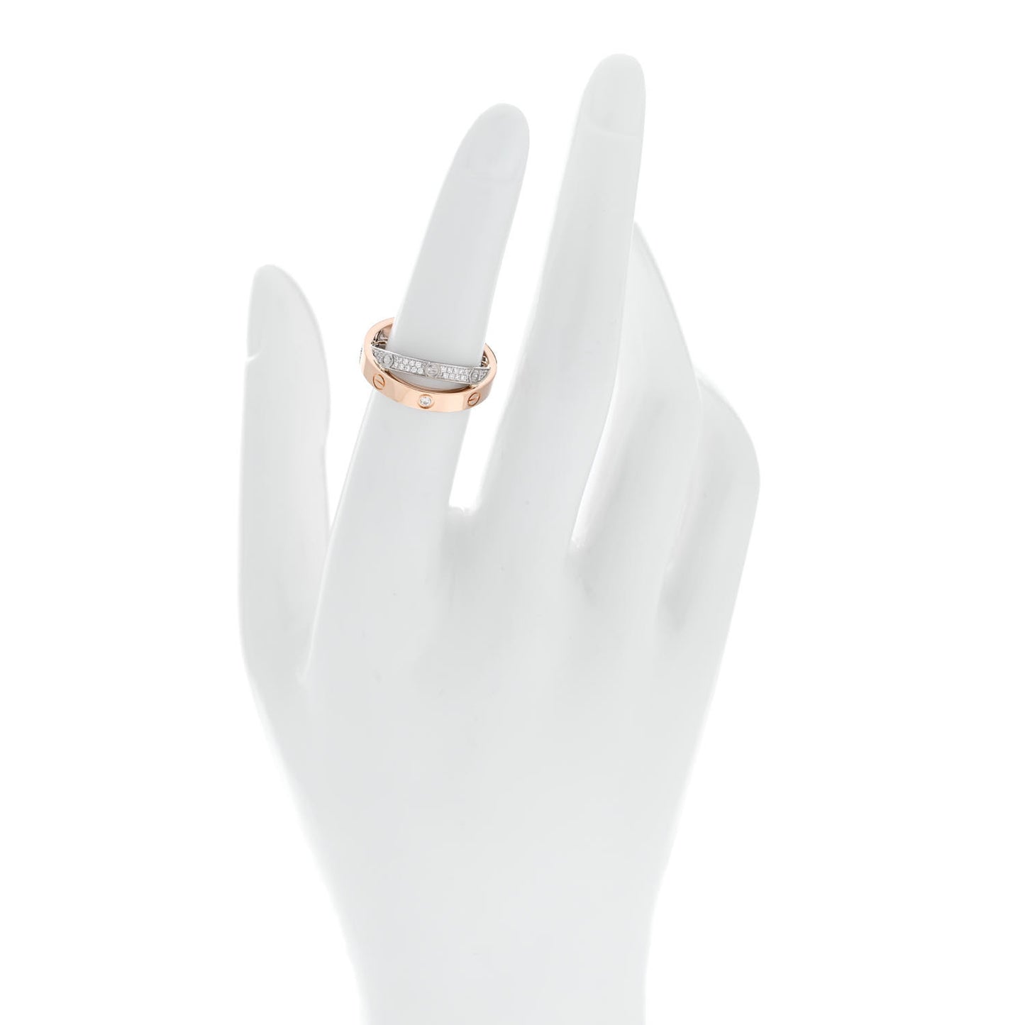 18K Pink White Gold Diamond LOVE Pave Ring 51 5.75