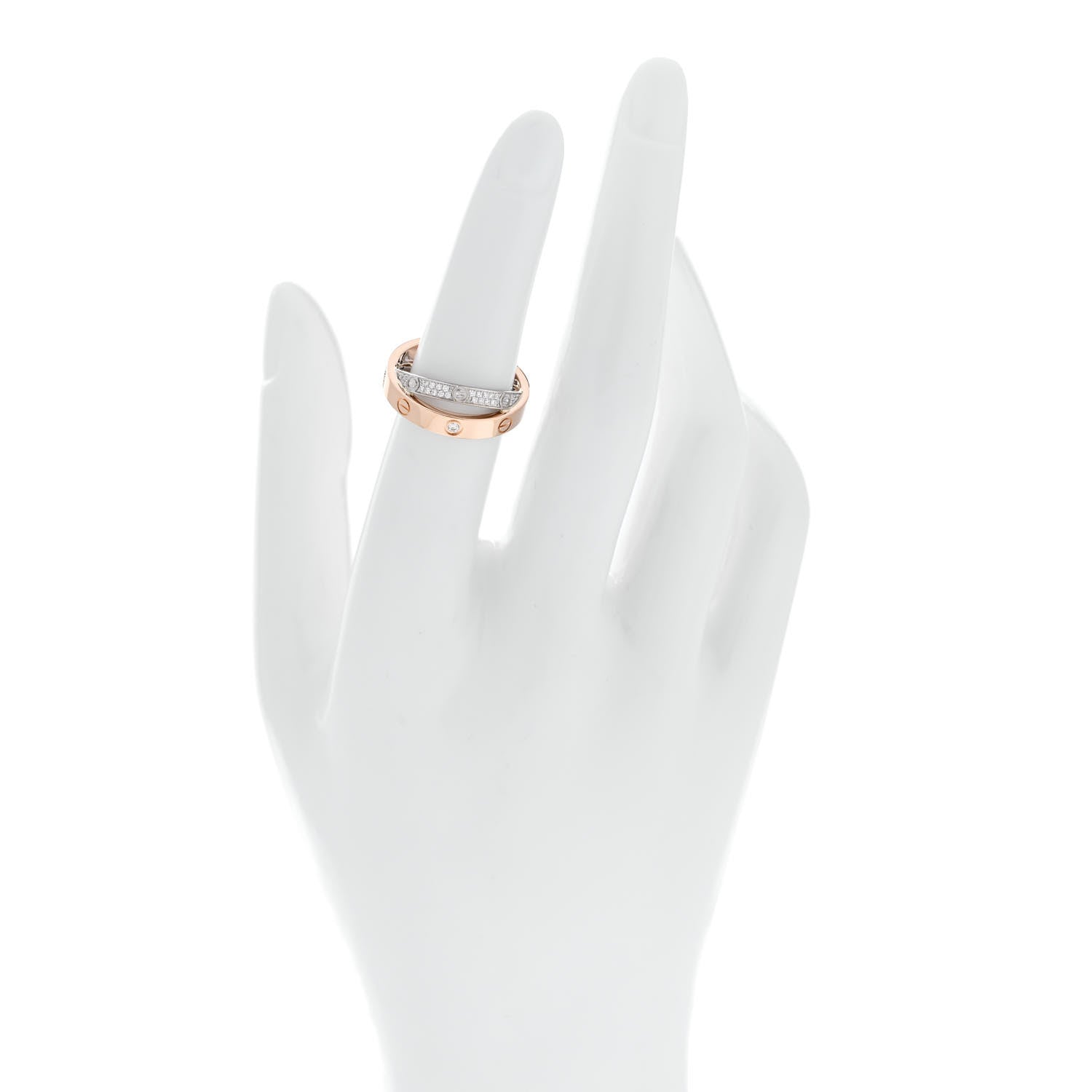 Cartier 18K Pink White Gold Diamond LOVE Pave Ring 51 5.75 2 of 6