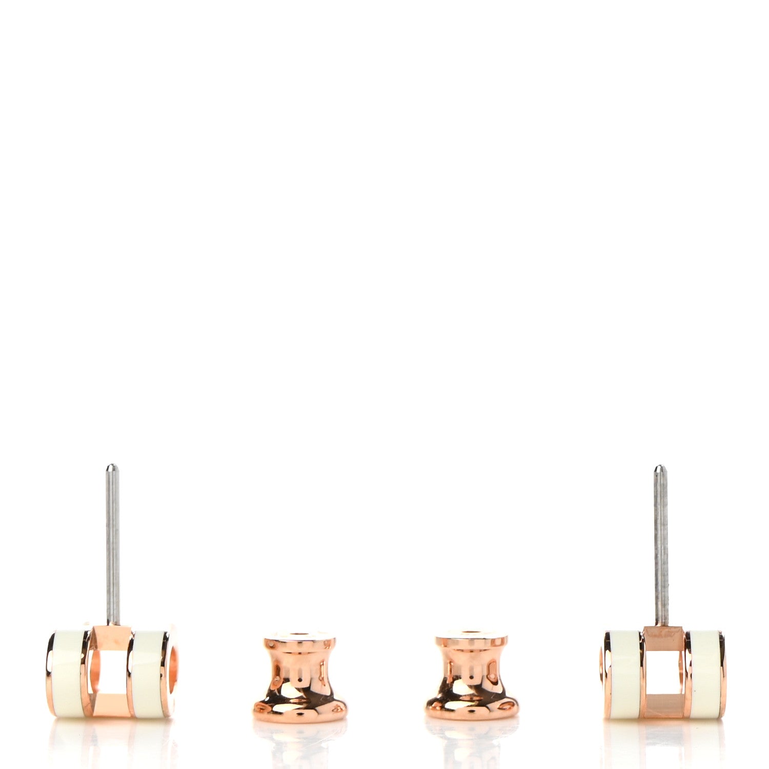 Hermes Rose Gold Lacquered Mini Pop H Earrings White 3 of 8