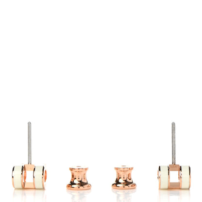 Hermes Rose Gold Lacquered Mini Pop H Earrings White 3 of 8