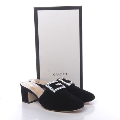 Gucci Velvet Crystal Square G Madelyn Mules 37.5 Black 10 of 10