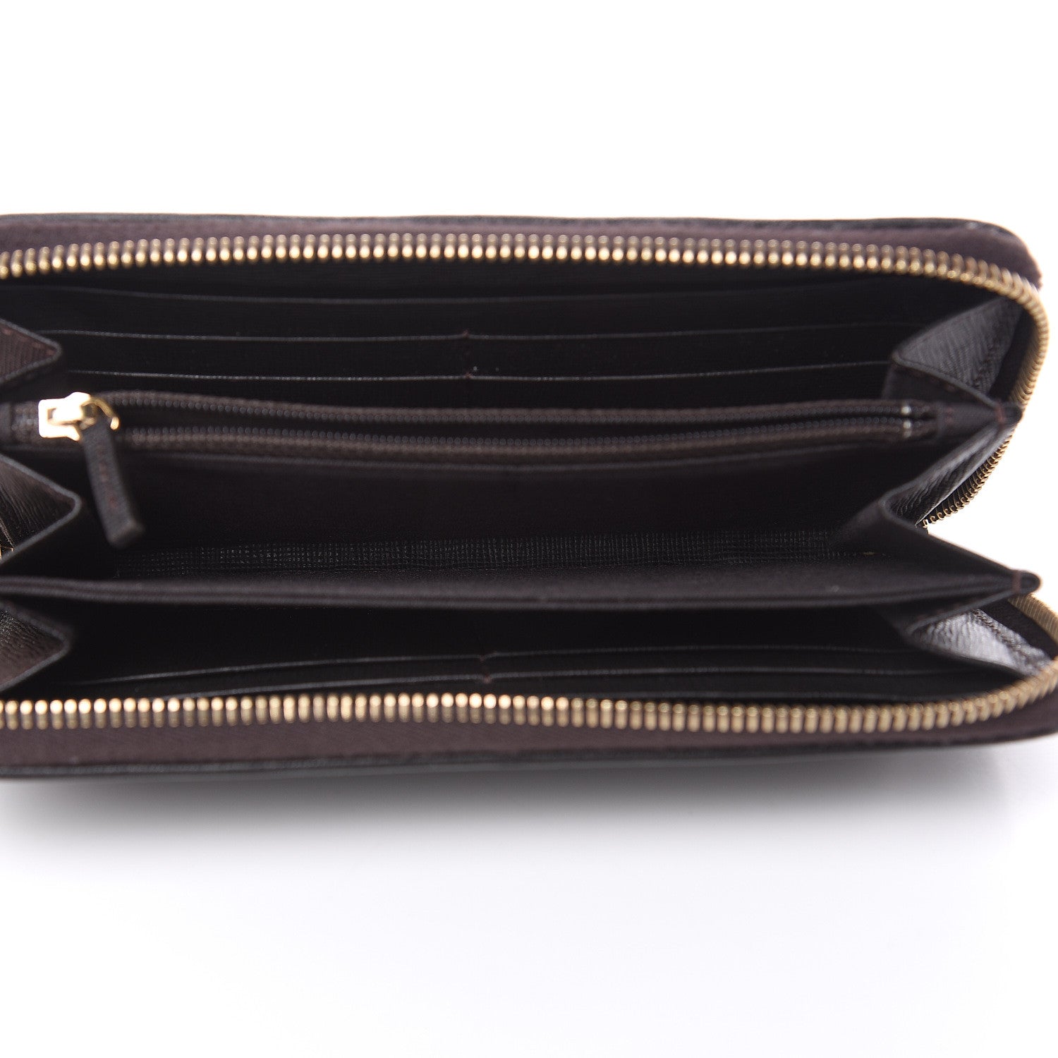 Fendi Zucca Spalmati Vitello Elite Zip Around Wallet Tobacco Ebano 5 of 9