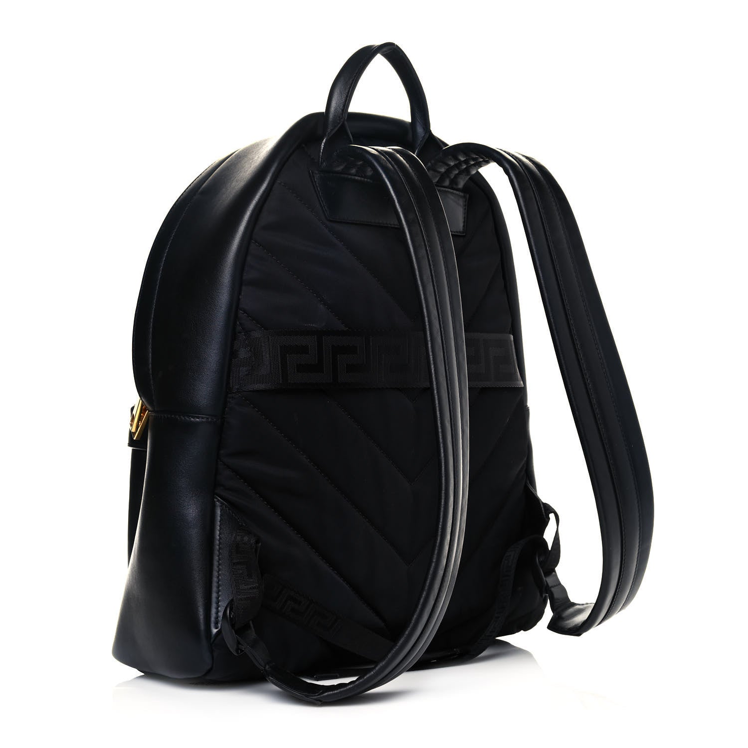 Versace Calfskin Embroidered Logo Backpack Black 2 of 16