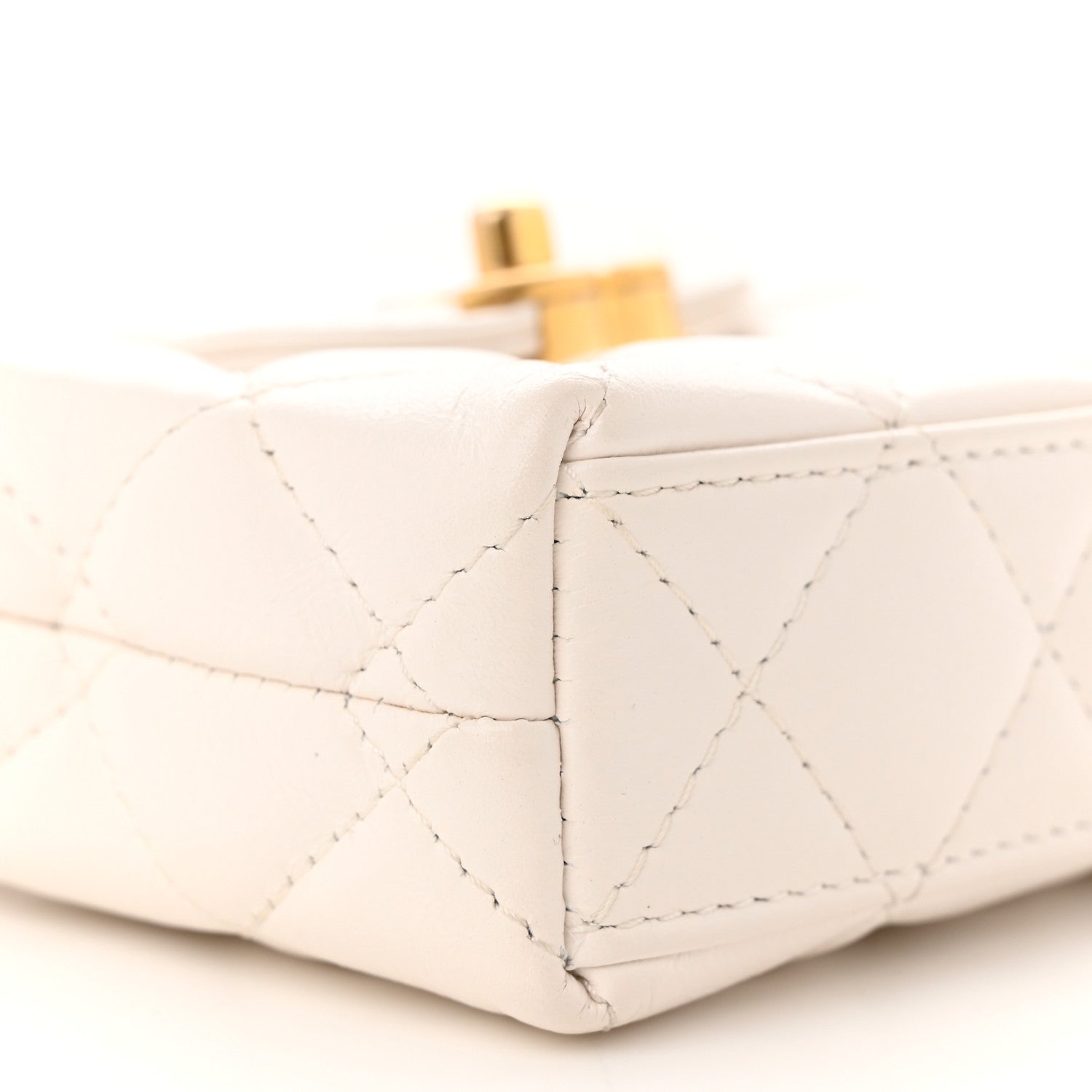 Chanel Shiny Aged Calfskin Quilted Mini Nano Kelly Shopper White 9 of 11