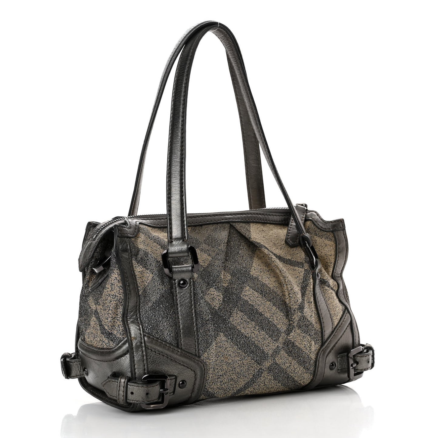 Shimmer Check Degrade Small Pilgrim Satchel Pewter