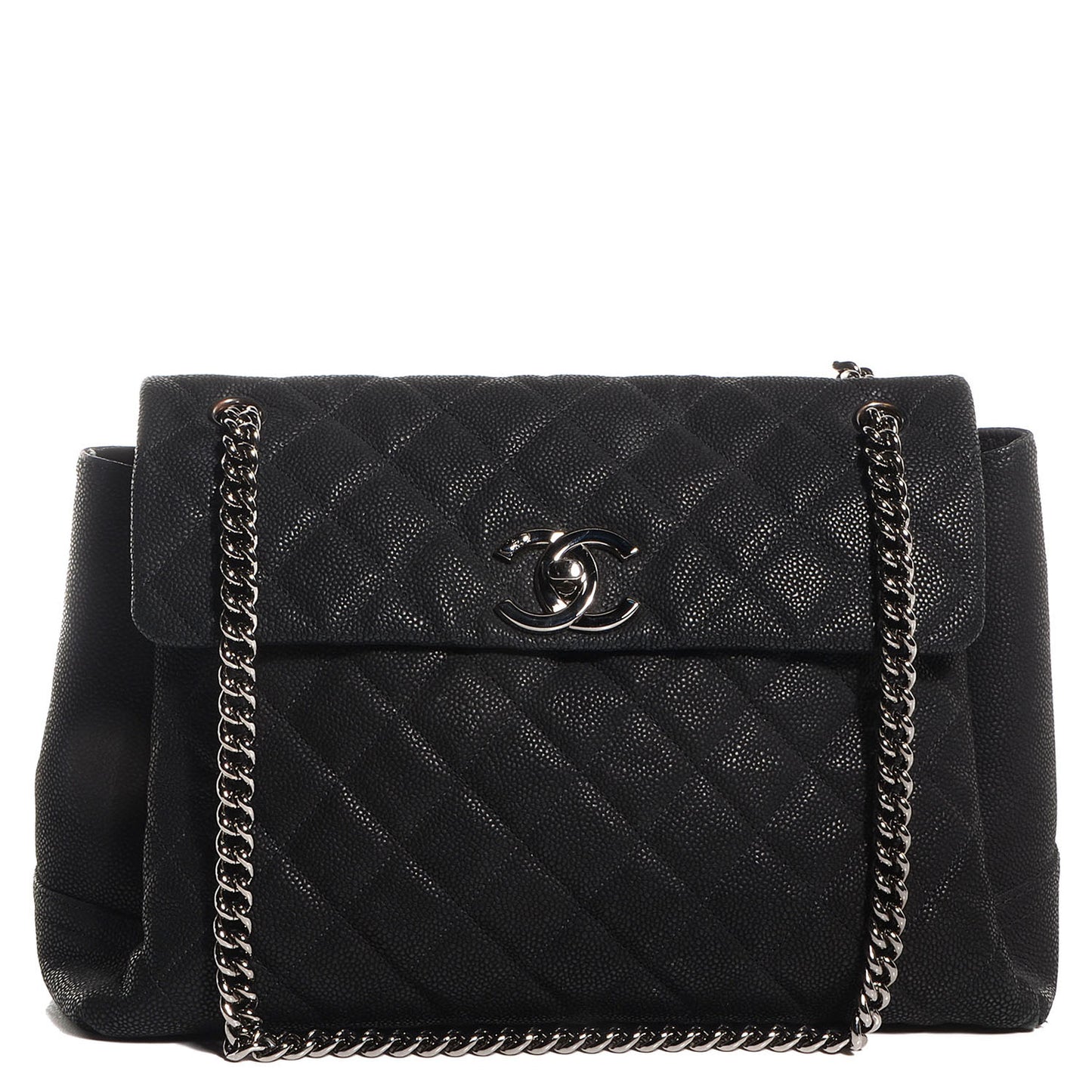 Iridescent Caviar Medium Lady Pearly Flap Black