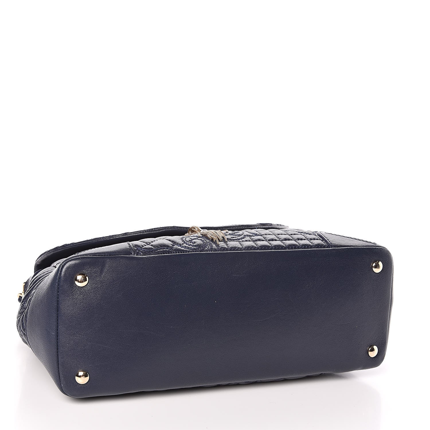 Versace Barocco Quilted Nappa Altea Vanitas Satchel Blue 4 of 13