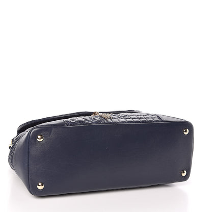 Versace Barocco Quilted Nappa Altea Vanitas Satchel Blue 4 of 13