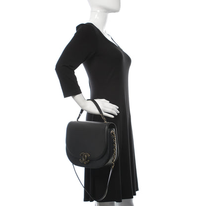 Chanel Shiny Calfskin Goatskin Quilted Medium Coco Curve Messenger Flap Black 3 of 10