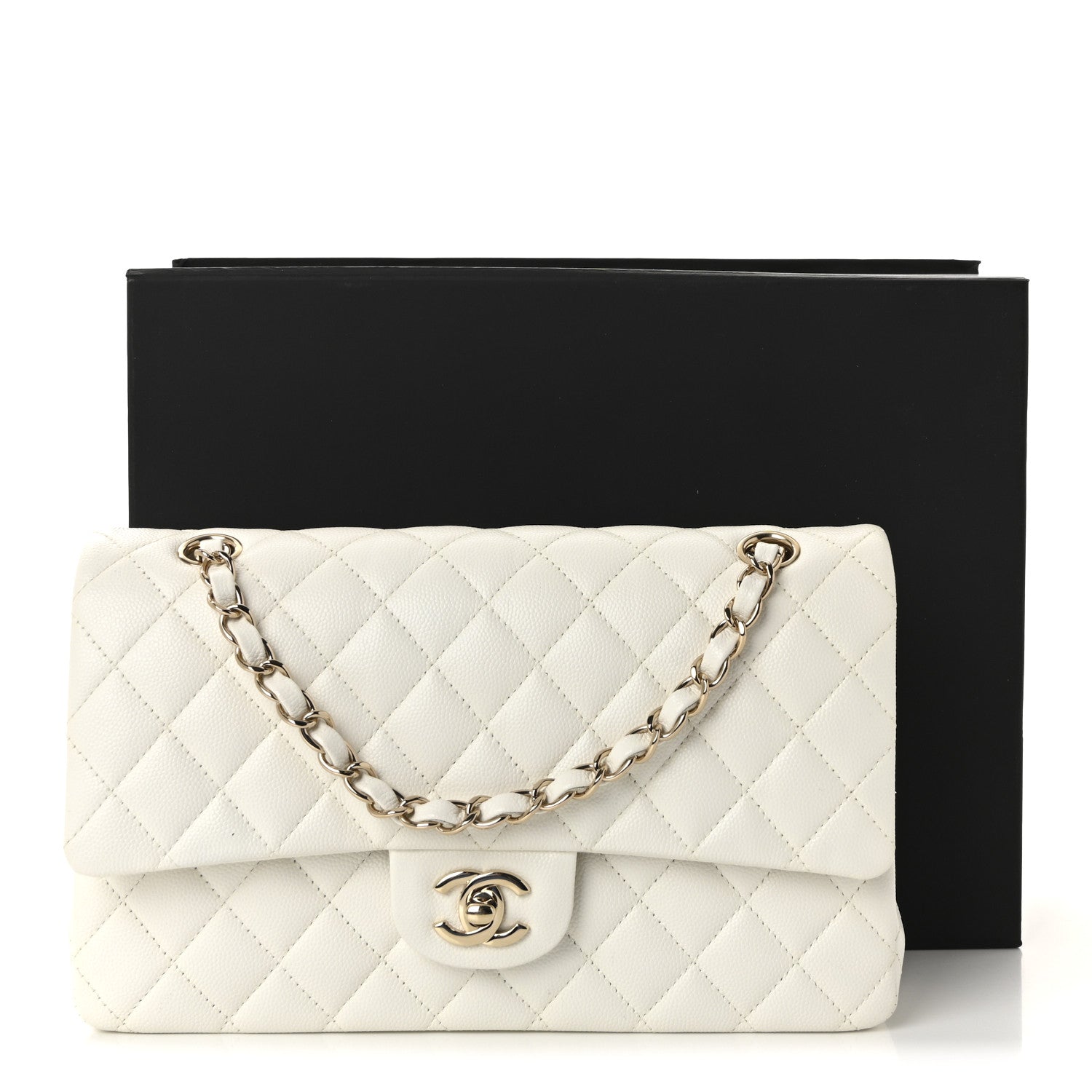 Chanel Caviar Quilted Medium Double Flap White 11 of 11