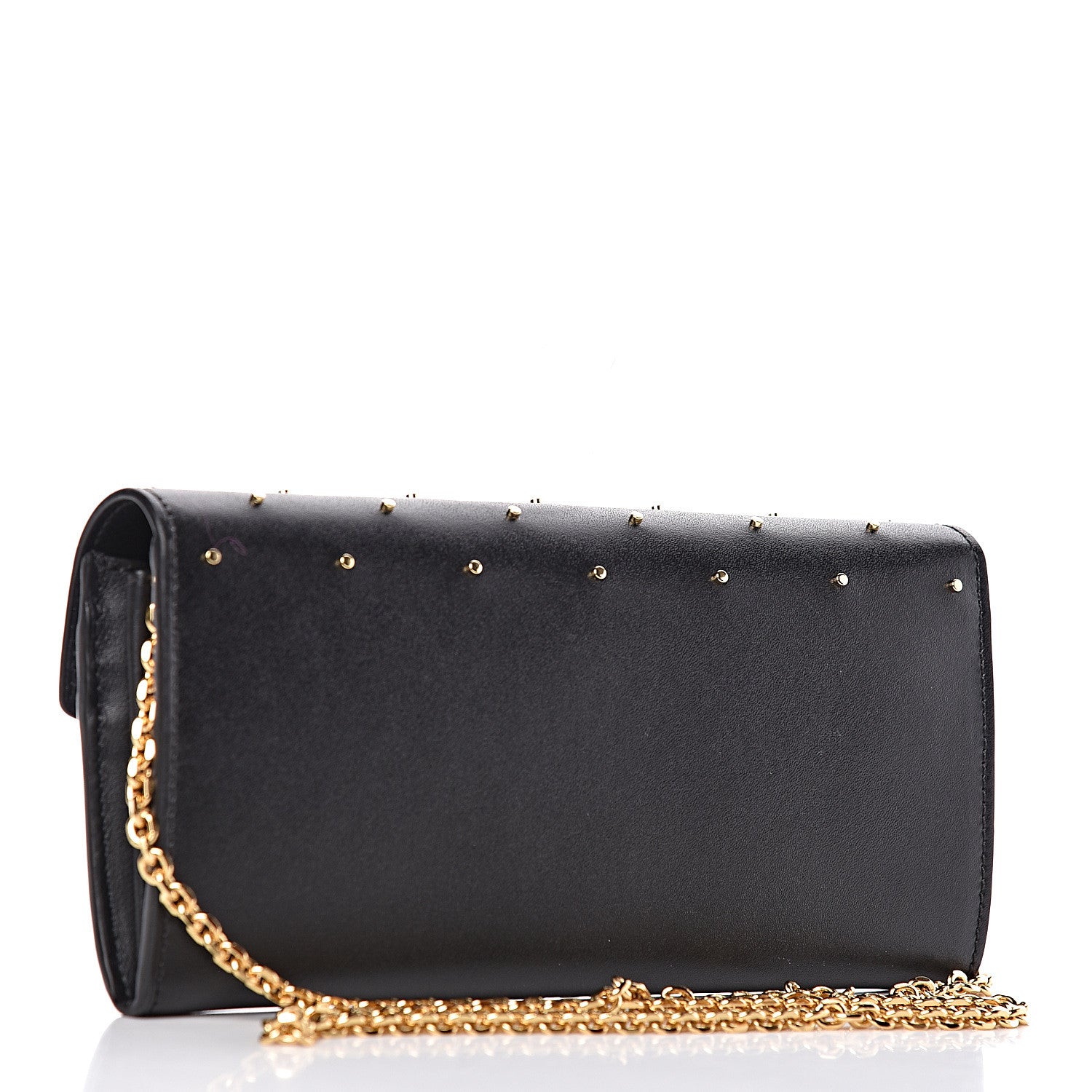 Fendi Vitello Liberty F is Studded Continental Envelope Wallet On Chain Black 3 of 10