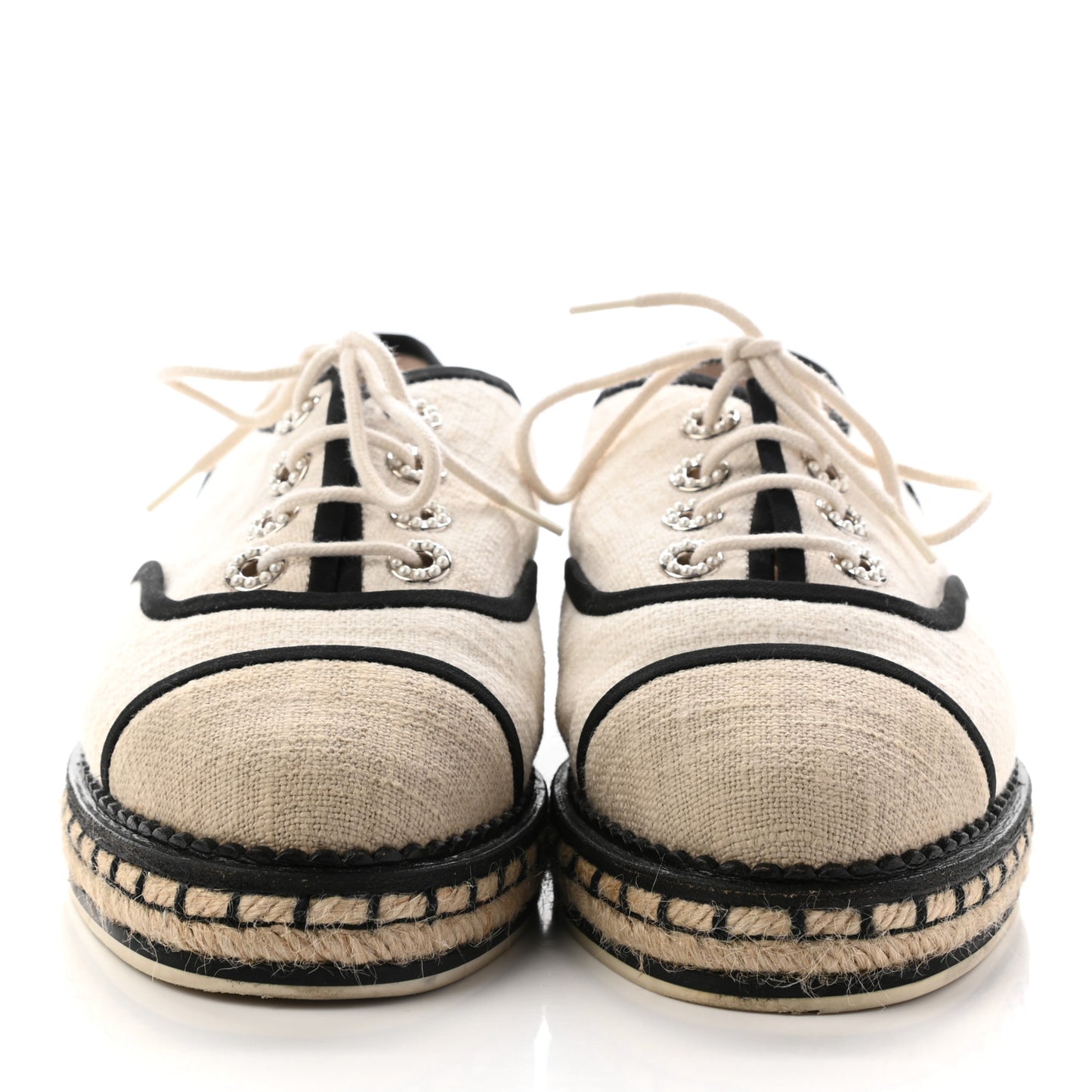 Cotton Lace Up Espadrilles 37 Light Beige