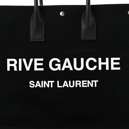 Saint Laurent Linen Calfskin Rive Gauche Tote Black 8 of 10