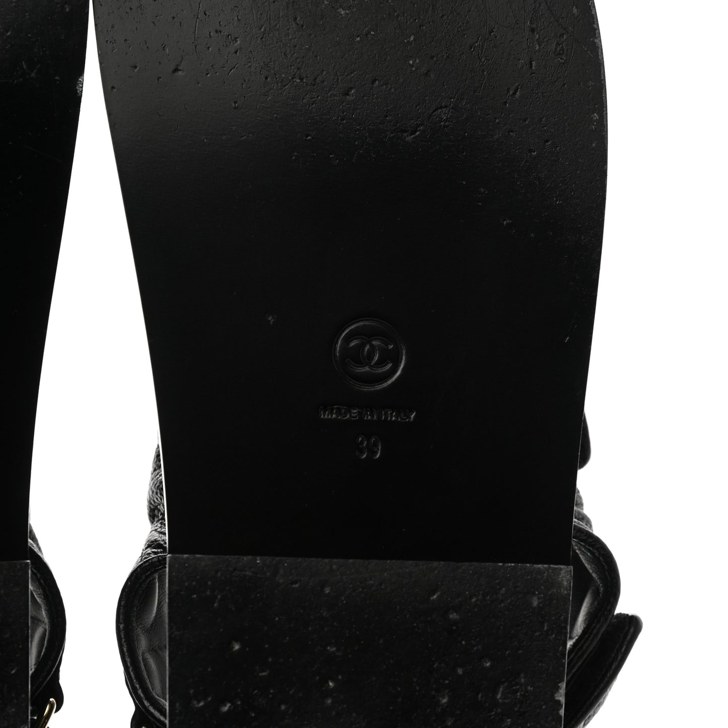 Grained Calfskin Velcro Dad Sandals 39 Black