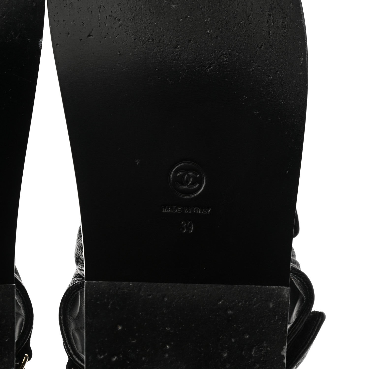 Chanel Grained Calfskin Velcro Dad Sandals 39 Black 6 of 10