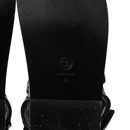 Chanel Grained Calfskin Velcro Dad Sandals 39 Black 6 of 10