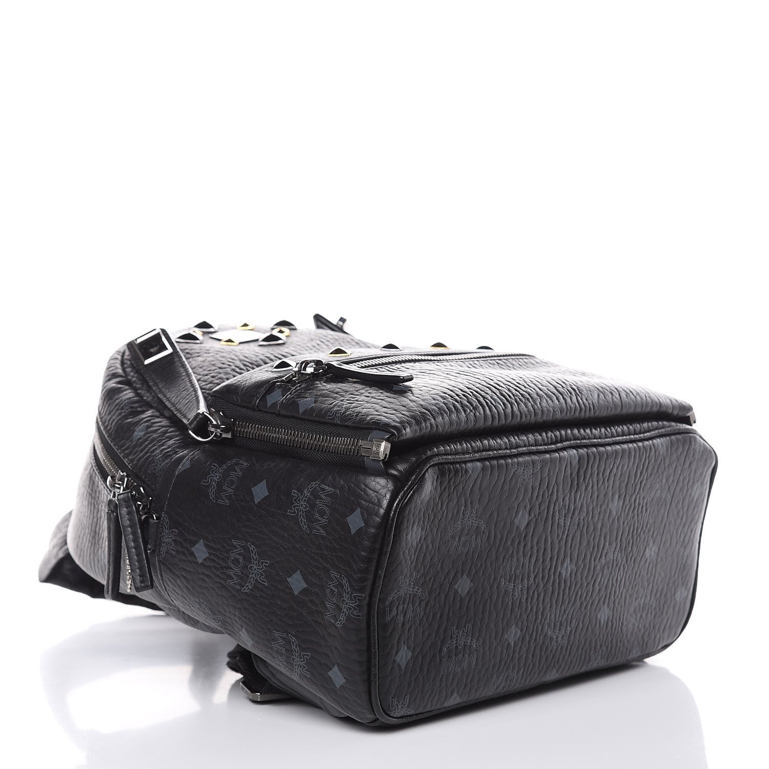 MCM Visetos Studded Small Dual Stark Backpack Black 4 of 11
