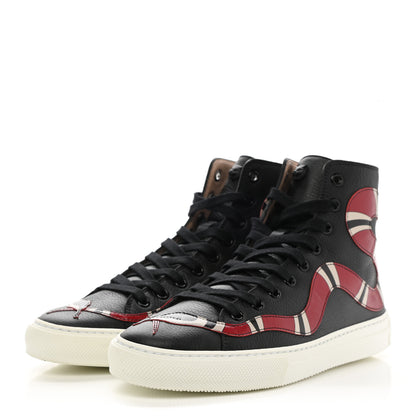 Gucci Calfskin Kingsnake Womens High Top Sneakers 37 Black 3 of 7