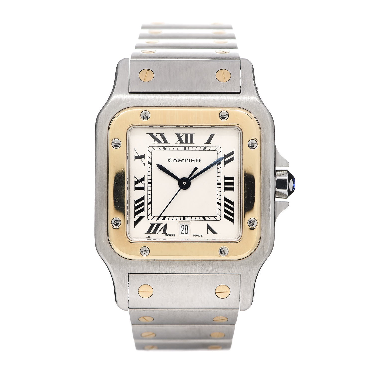 Cartier Stainless Steel 18K Yellow Gold 29mm Santos De Galbee Quartz Watch 1 of 6