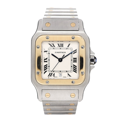 Cartier Stainless Steel 18K Yellow Gold 29mm Santos De Galbee Quartz Watch 1 of 6