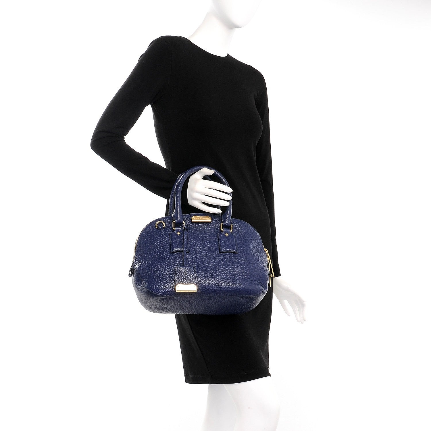 Burberry Heritage Grain Small Orchard Bowling Bag Navy Blue 3 of 9