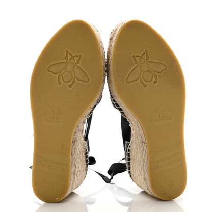 Gucci Nappa Matelasse GG Marmont Ankle Wrap Platform 35/120mm Espadrille Wedges 37.5 Black 5 of 12