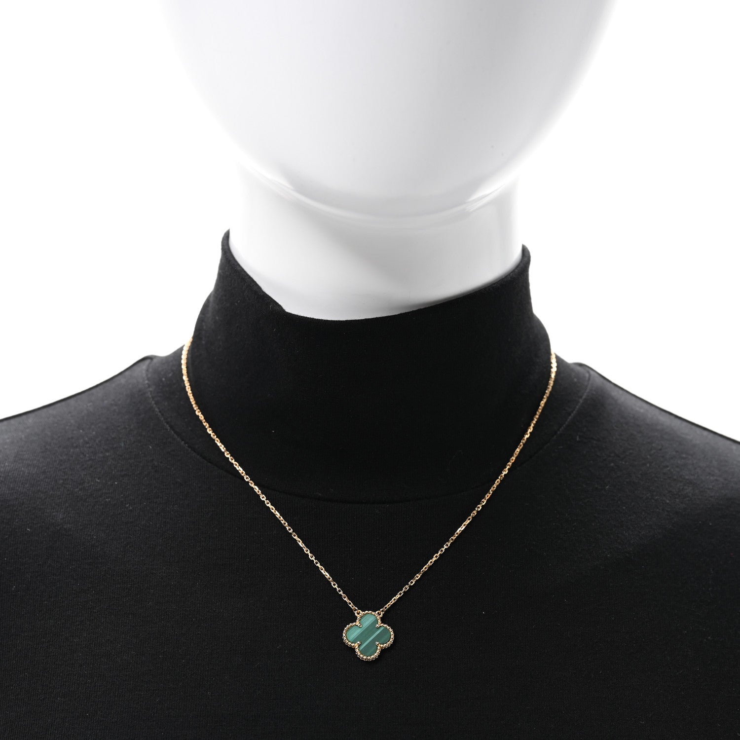 Van Cleef & Arpels 18K Yellow Gold Malachite Vintage Alhambra Pendant Necklace 2 of 5