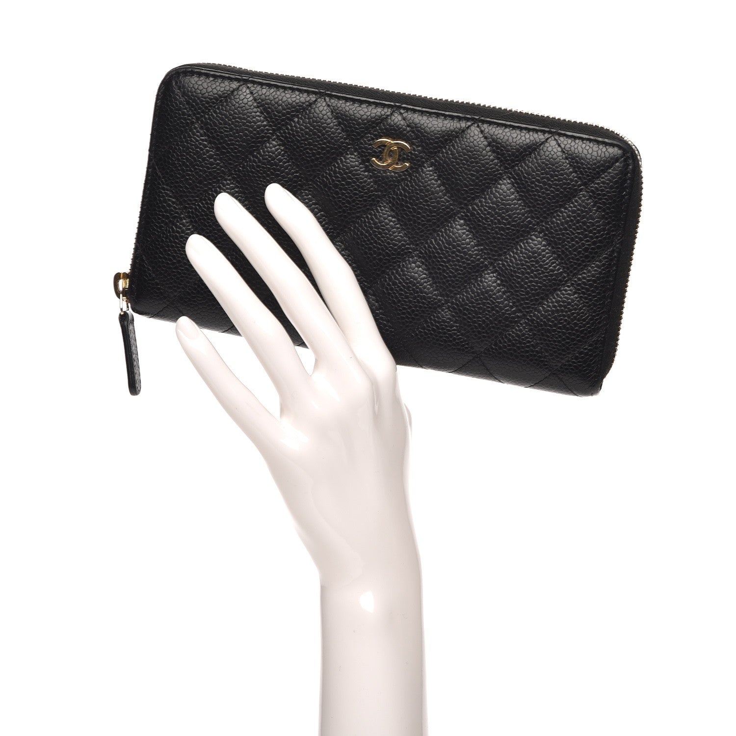 Chanel Caviar Quilted Large Gusset Zip Around Wallet Black 2 of 8