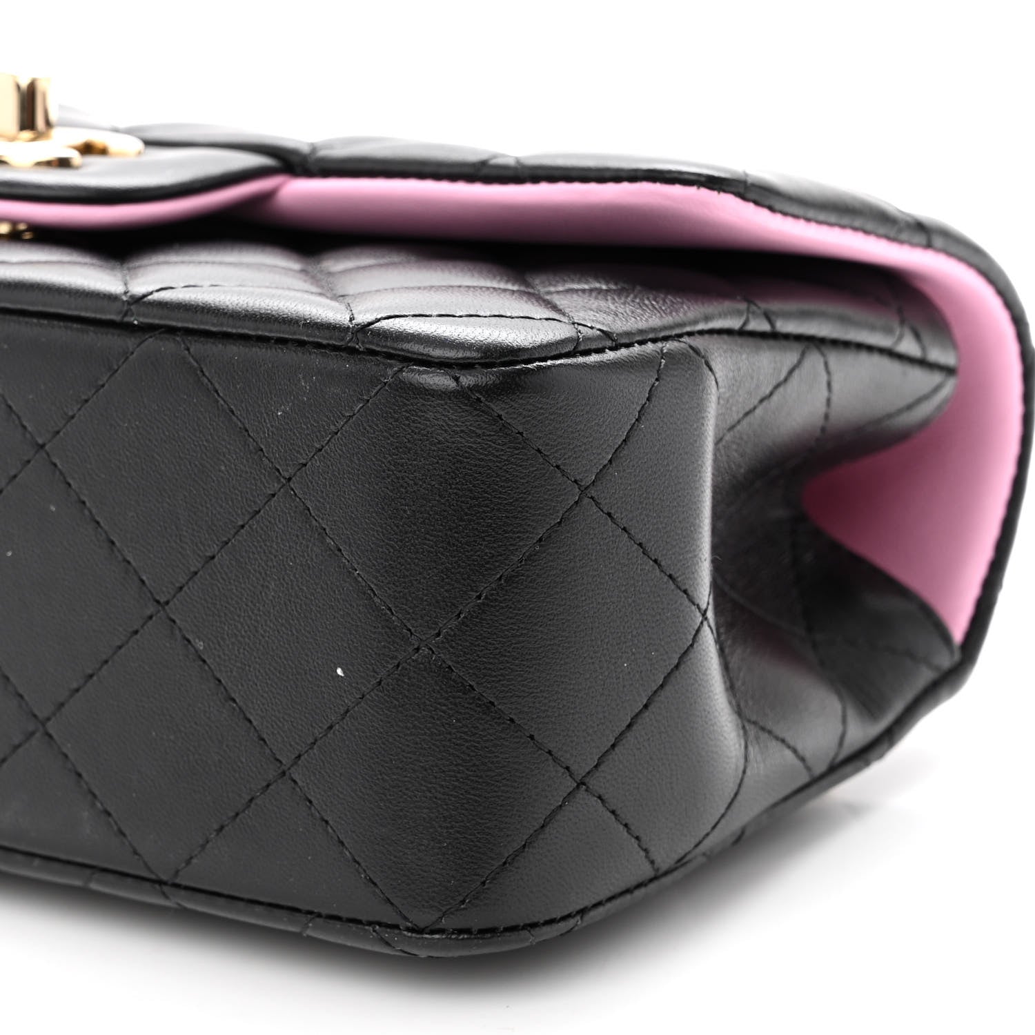 Chanel Lambskin Quilted Bi-Color Mini Top Handle Rectangular Flap Black Lilac 10 of 10