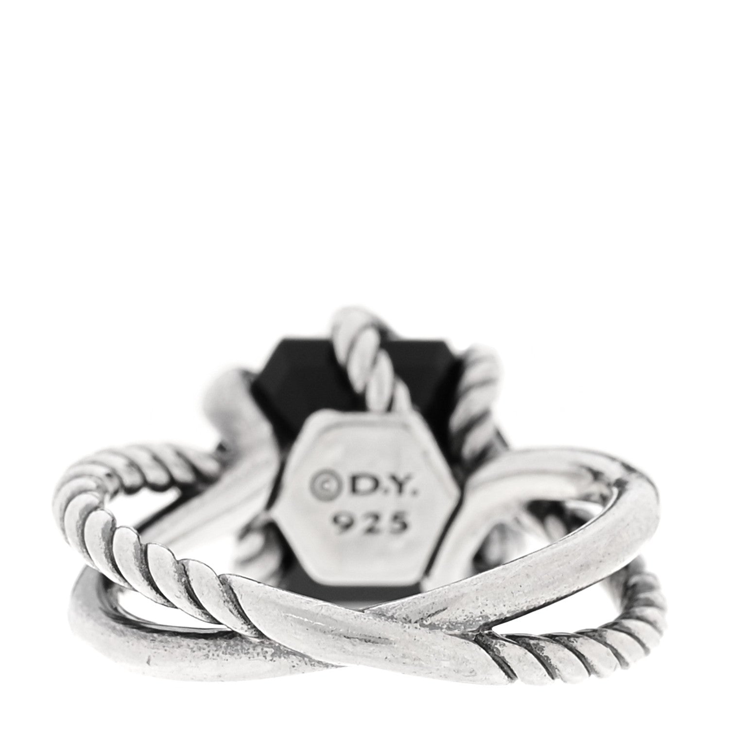 David Yurman Sterling Silver Diamond Black Onyx 10mm Cable Wrap Ring 52 6 3 of 5