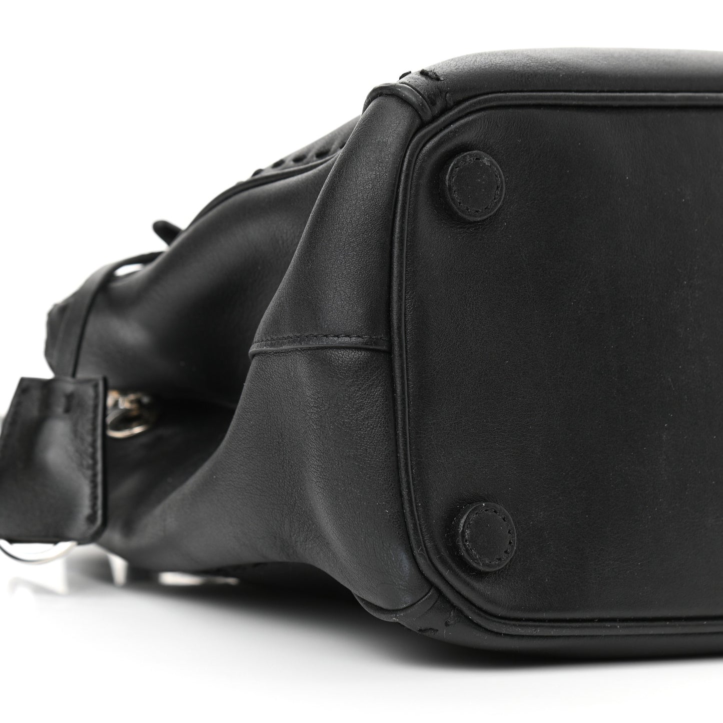City Calf Hand Stitched Small Galleria Double Zip Tote Black