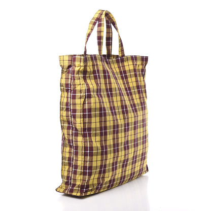 Gucci Nylon Checked Logo Vertical Tote Yellow 2 of 10