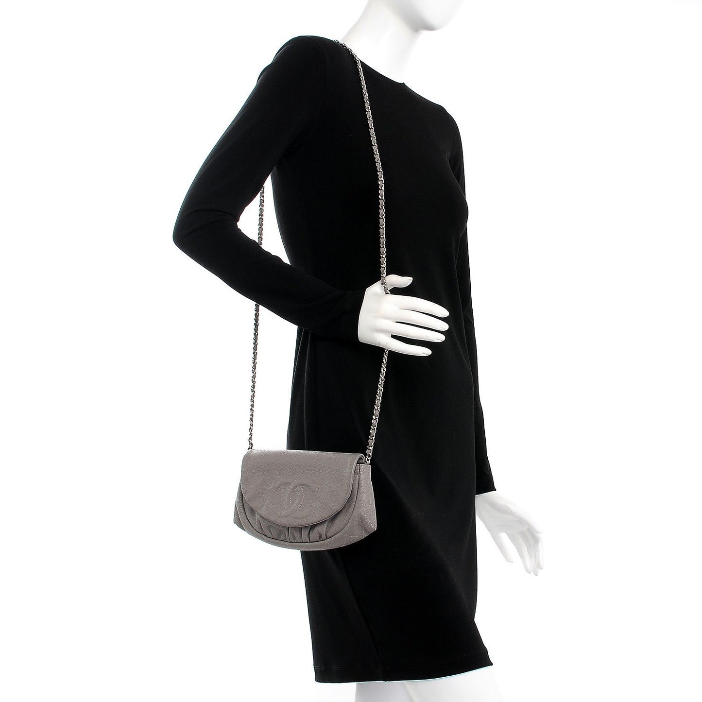 Caviar Half Moon Wallet On Chain WOC Light Grey