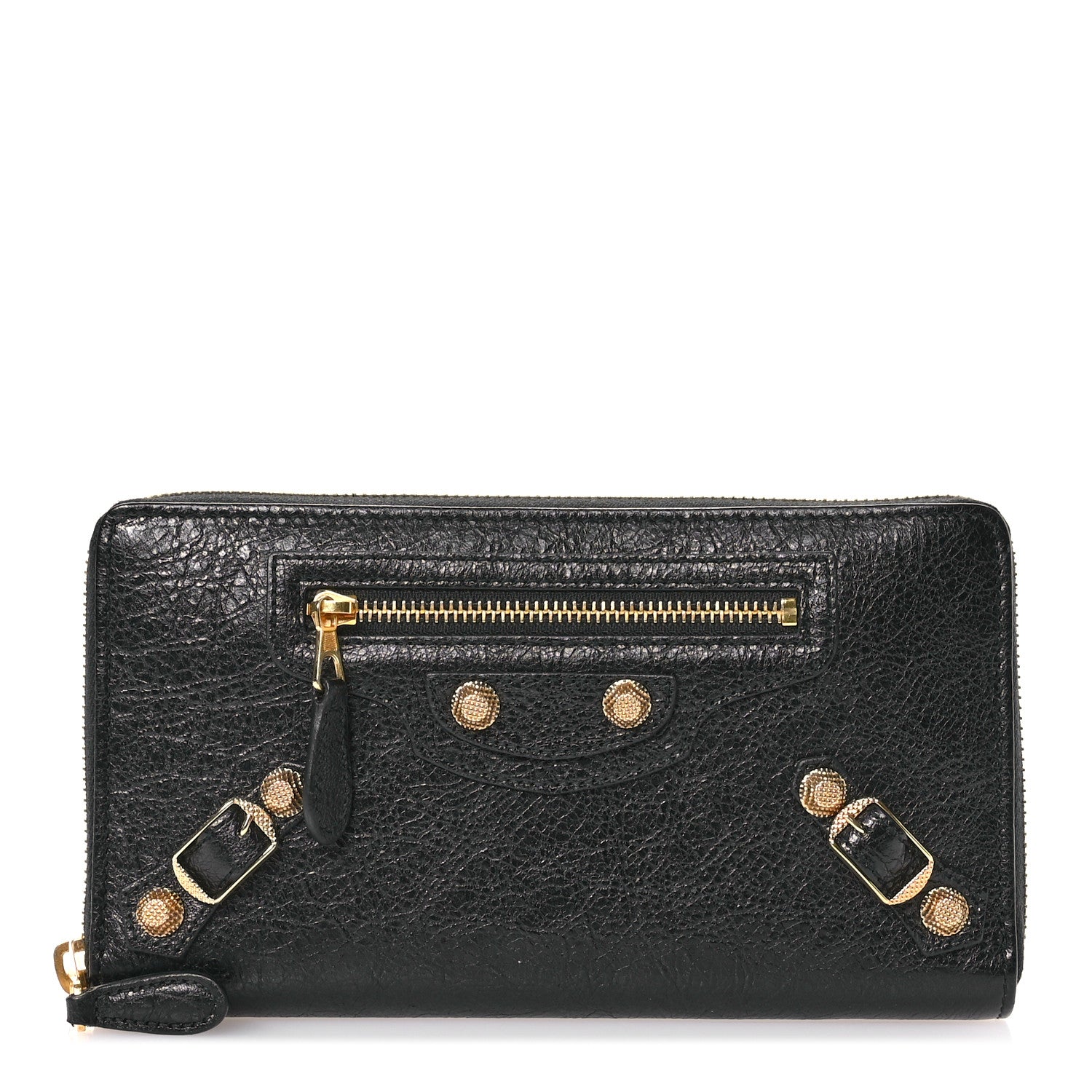 Balenciaga Agneau Classic Gold Hardware Continental Zip Around Wallet Black 1 of 8