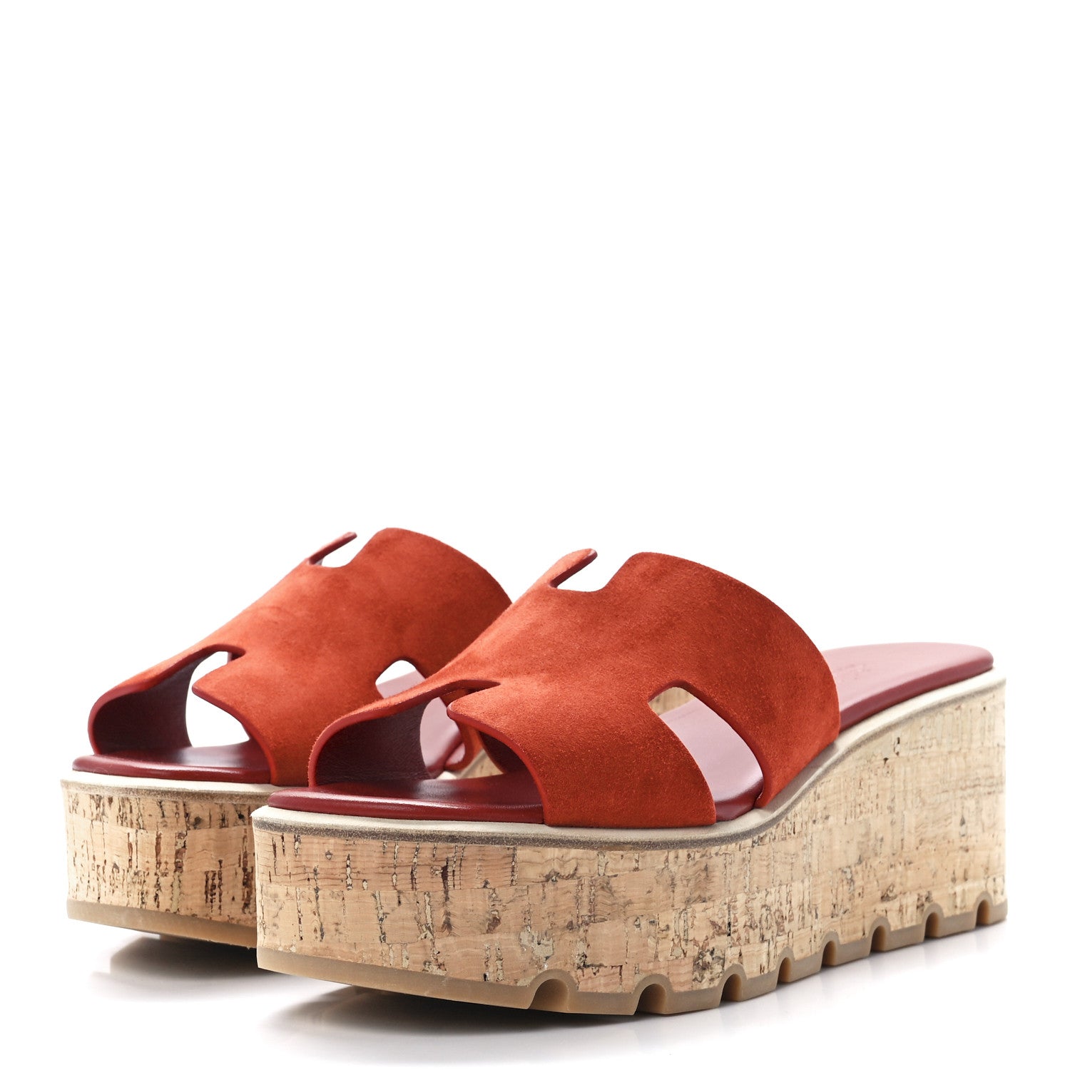 Hermes Suede Goatskin Cork Eze 30 Sandals 39 Orange Brulee 3 of 9