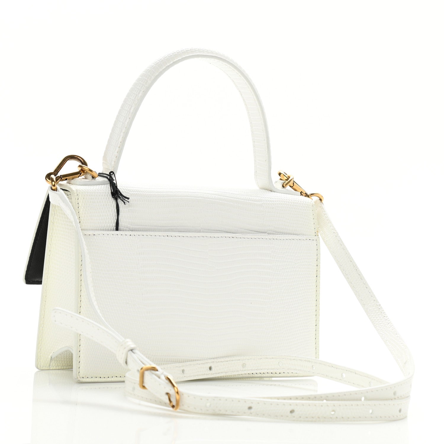 Balenciaga Patent Calfskin Lizard Embossed XS Sharp Top Handle Bag White 3 of 10