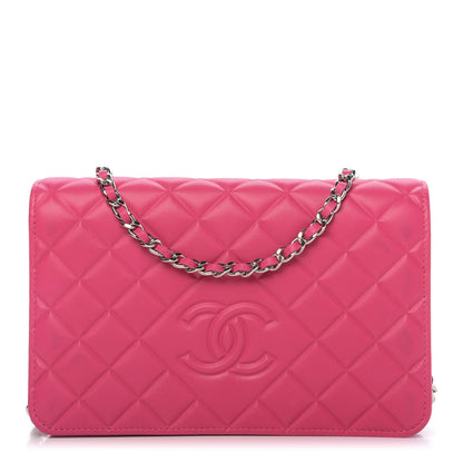 Chanel Lambskin Quilted Diamond CC Wallet On Chain WOC Pink 1 of 10