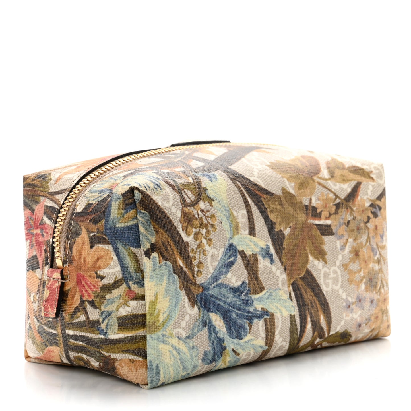 GG Supreme Monogram Water Flora Small Ophidia Cosmetic Case Beige White Multicolor