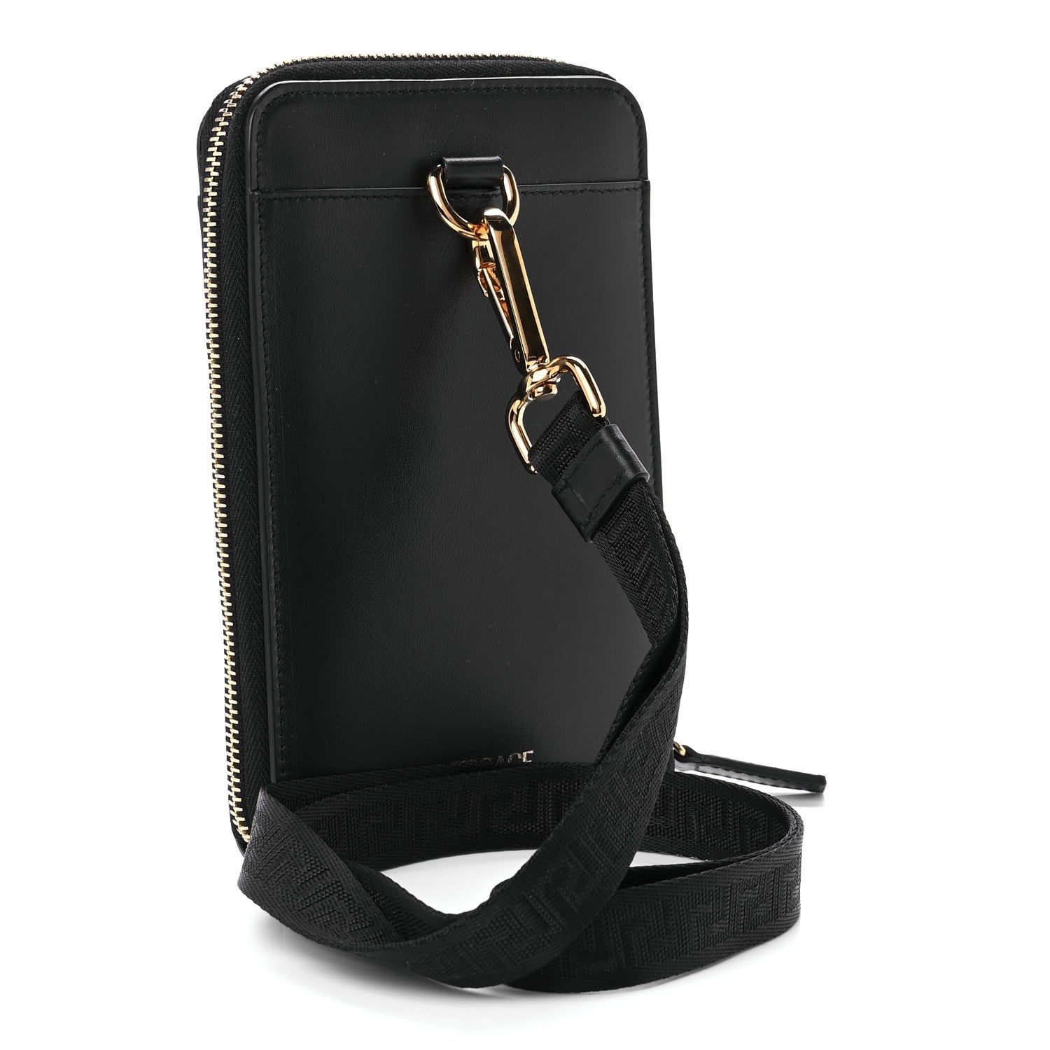Versace Calfskin La Medusa Zip Around Lanyard Pouch Black 2 of 10