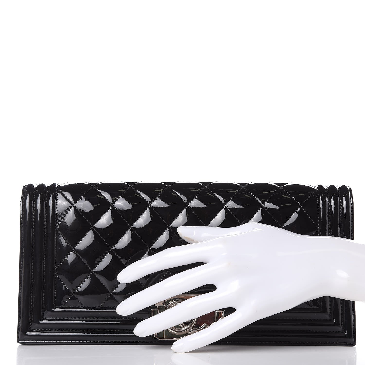 Chanel Patent Quilted Boy Flap Clutch Black 2 of 11