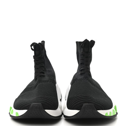 Balenciaga Knit Womens Speed Lace Up Graffiti Sneakers 37 Black White Fluo Green 2 of 8
