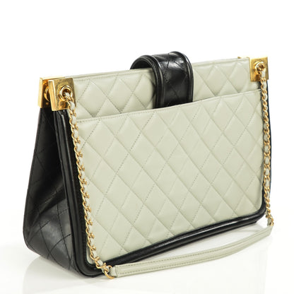 Chanel Calfskin Quilted Elegant CC Large Shopping Tote Grey Black 3 of 8