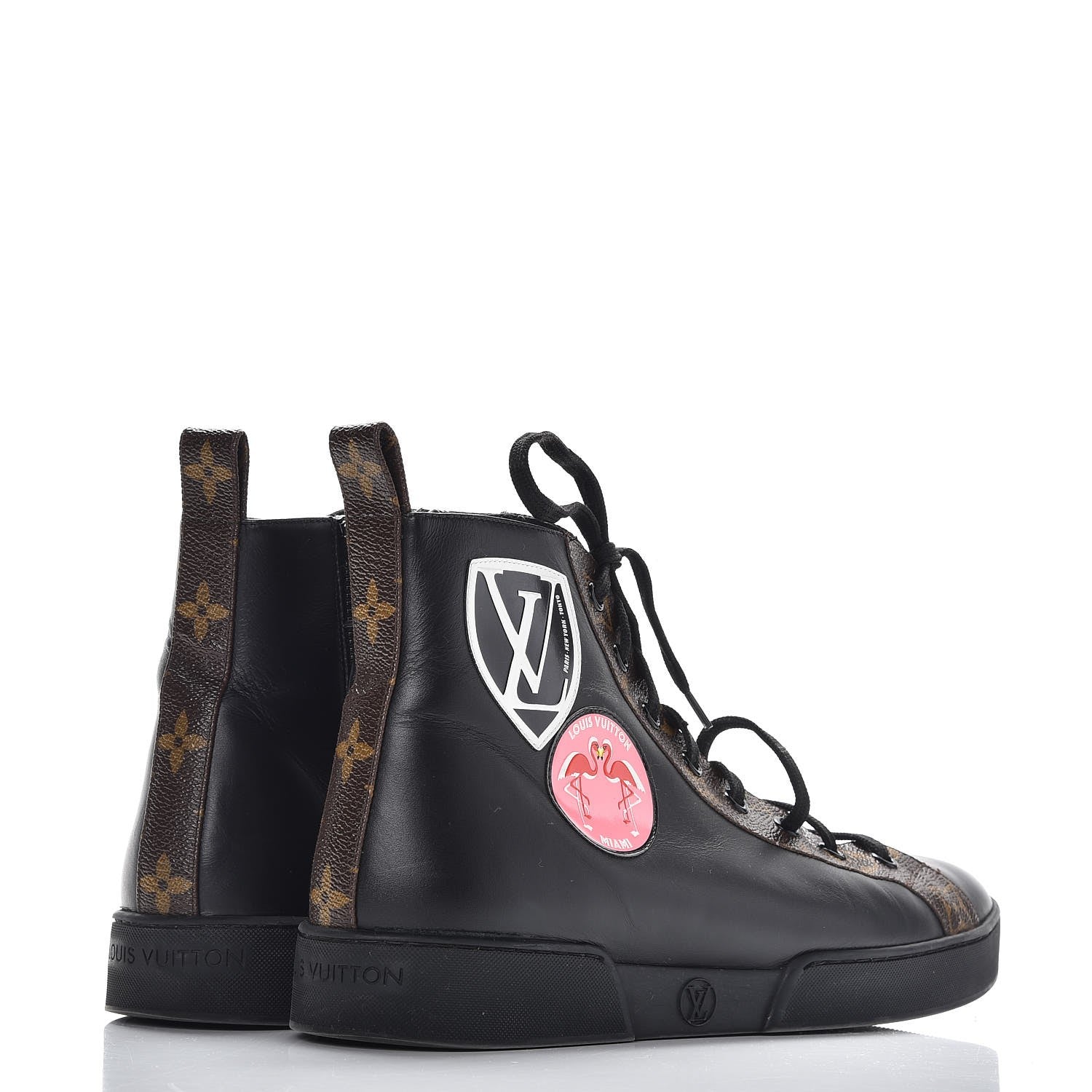 Louis Vuitton Calfskin Monogram Checkpoint Sneaker Boot 38 Black 4 of 11